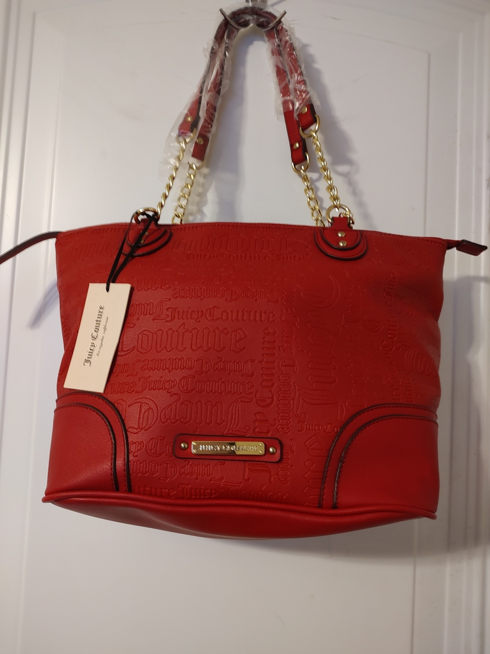 Juicy Couture Red Embossed Tote Bag